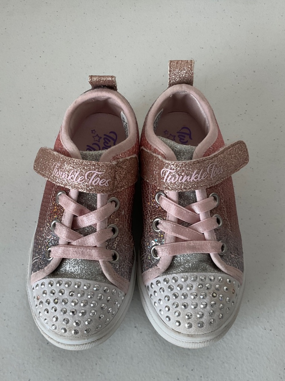 Skechers Twinkle Toes Pink and Silver Light-Up Sneakers
